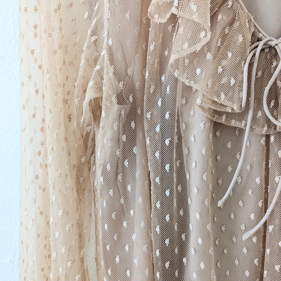 J. Crew Clip Dot Lace Ruffle Blouse Blush Champagne Size Large - Picture 8 of 12